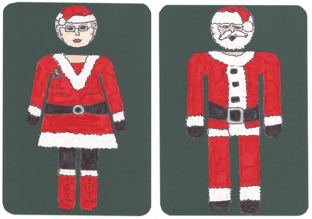 Santa His and Her Bathroom Signs